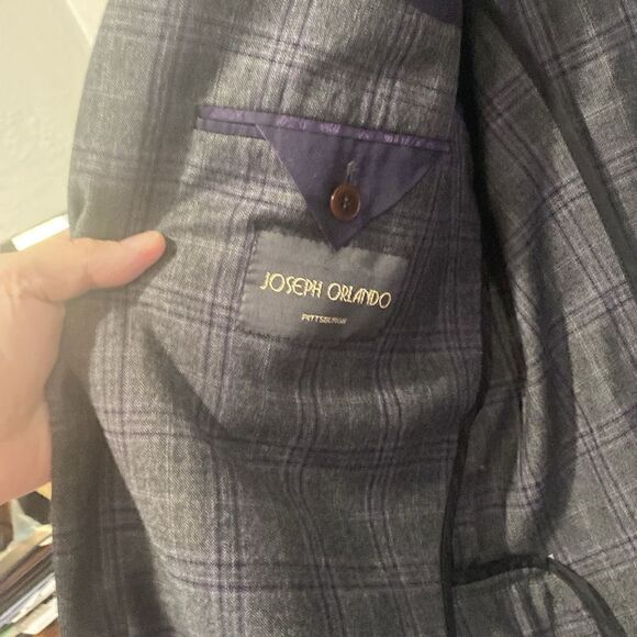 Robert Talbott Carmel Linen Blazer 2Btn Half Lined Men Blue Striped L - Picture 8 of 9